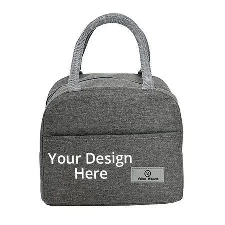 Grey Customized Canvas Cloth Insulated Travel Lunch/Tiffin/Storage Bag