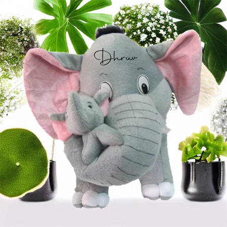 Grey Pink Customized TElephant Soft Toy for Kids