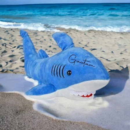 Blue Customized Shark Soft Toy for Kids Size - 40 cm