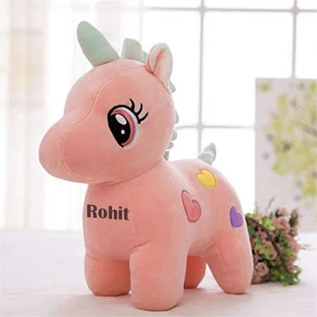 Pink Customized Unicorn Stuffed Soft Toy (25 Cm)