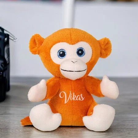 Light Brown Customized 25cm Monkey With Glitter Eye Soft Toy