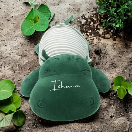 Green White Customized Hippopotamus Soft Toy Green for Boys/kids SIze - 30cm