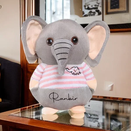 Grey Pink Customized Soft Animal Elephant Toy 20cm