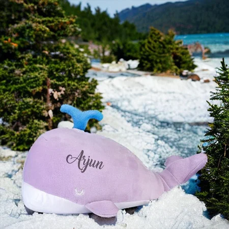 Purple Customized Whale Stuffed Animal Cute Large Toy Sea Ocean Gifts For Kids,42 cm