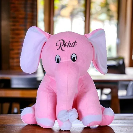 Pink Customized Elephant Stuffed Soft Toy For Kids, Elephant Soft Toy /Gift Item/ Toys For Children, 25 cm Sitting Elephant