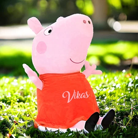 Red Customised Cute Stuffed Soft Toy For Kids (Pig ,30 cm) Lovely Toy