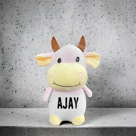 Pink Brown Customized Cute Cow Toy for Kids Baby Boys and Girls Size - 27 cm