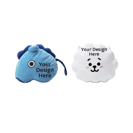White Blue Customized Animal Stuffed Toys Throw Pillow, Character Mang &amp; RJ, Pack Of 2