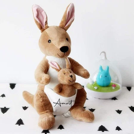 Brown White Customized Kangaroo Soft Toy for Boys/Girls Size - 30 Cm