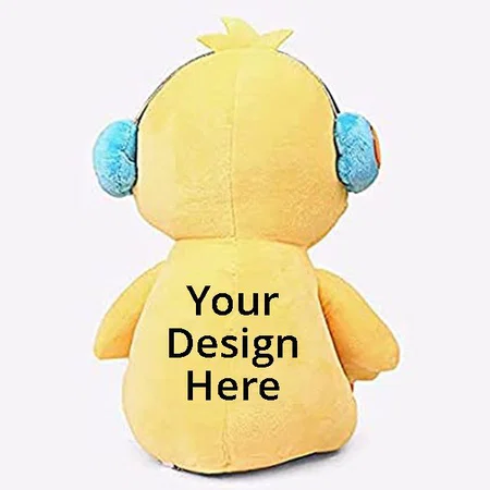 Yellow Customized Soft Duck With Headphone Soft Toy For Kids, Duck Soft Toys For Girls, Baby Girls, Stuff Animals Soft Toys For Kids (50 cm)