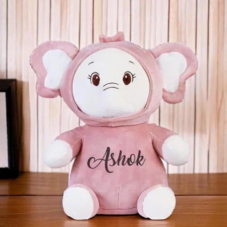 Pink Customized Soft Stuff Animal Sitting Elephant Toy (30 cm)