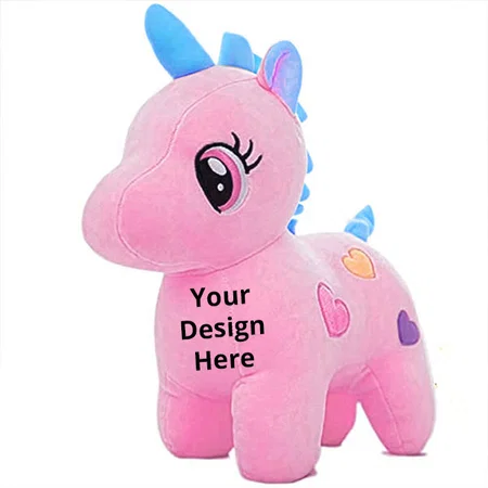 Pink Customized Standing Unicorn Teddy Bear Soft Toy (Size - 25 cm)