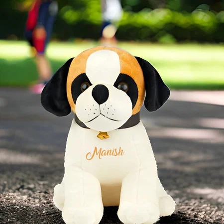 White Customized Beagle Dog Soft Toy || Soft Sitting White Colour || Teddy Bear For Kids Playing
