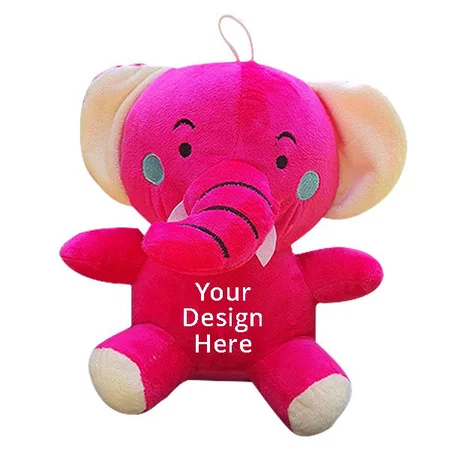 Pink Customized Elephant Soft Toy Huggable Lovable For Kids/Cartoon/Children/Birthday Gift (15 x 26 cm)