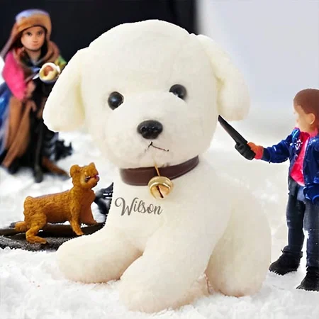 White Customized Dog Sitting Soft Toy for Boys &amp; Girls
