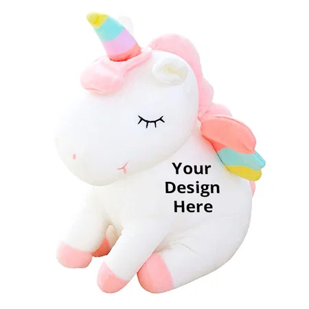 White Unicorn Customized 25 Cm Stuffed Animal Soft Toy Gift for Kids, Home Decor