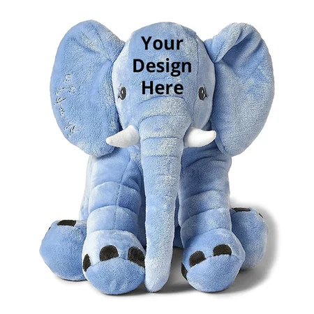 Blue Customized Soft Toy Elephant for Baby Girls &amp; Boys (Size - 50x40x30 cm)