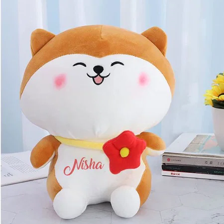 Brown White Customized Sitting Cat Stuffed Toy for Kids, Home, Room Decoration
