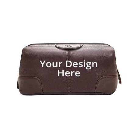 Tan Customized Kara Multipurpose Portable Toiletry Kit, Genuine Leather Unisex Pouch for Travelling–Shaving Kit or Makeup Cosmetic Kit Organizer