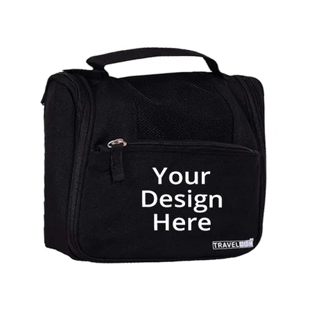 Black Customized Travel Utility Bag, Hanging Organiser, Vanity Kit