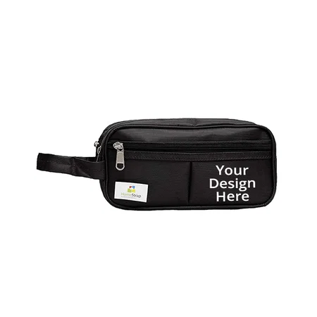 Black Customized Travel Toiletry Organizer Bag/Shaving Pouch