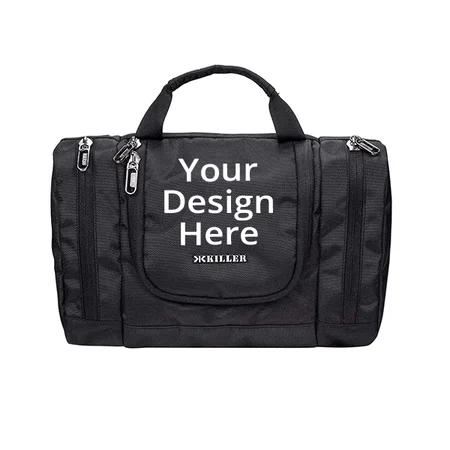 Black Customized Toiletry Pouch Travel Organiser