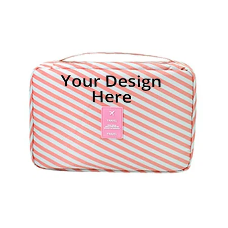 Pink Stripes Customized Hanging Travel, Cosmetic Makeup Bag Organizer