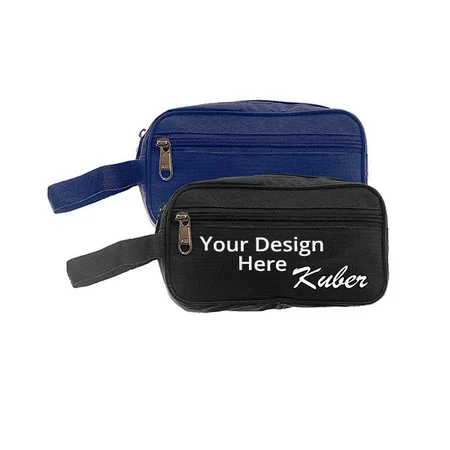 Navy Blue Black Customized 2 Pieces Multipurpose Canvas Toiletry Travel Shaving Kit