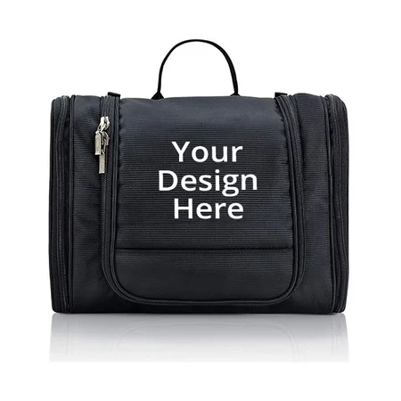 Black Customized Toiletry Kit Organizer Hanging - Cosmetics Pouch For Women