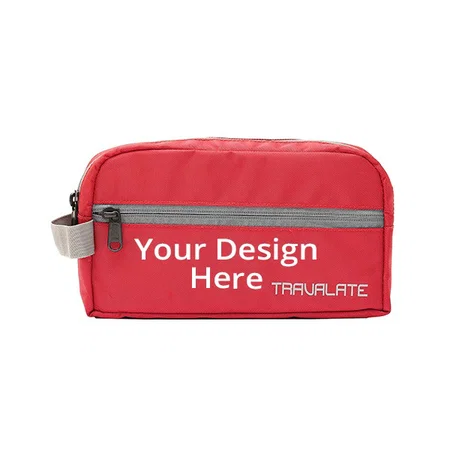 Red Grey Customized Toiletry Travel Bag Makeup Shaving Kit Pouch Aider Rust Polyester 3 Liter Travel  (25 X 13 X 5 cm)