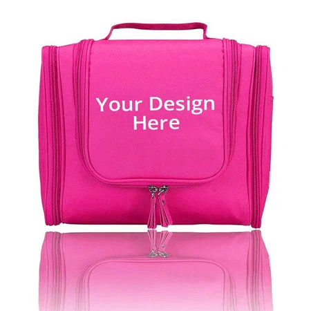 Pink Customized Toiletry Kit Bag For Women And Men For Travel, Shaving Kit Bag For Men, Travel Pouches For Women For Cosmetics And Makeup