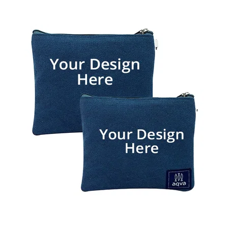 Royal Blue Customized Eco Friendly, Durable, Soft Cotton Canvas Pouches (Set of 2)