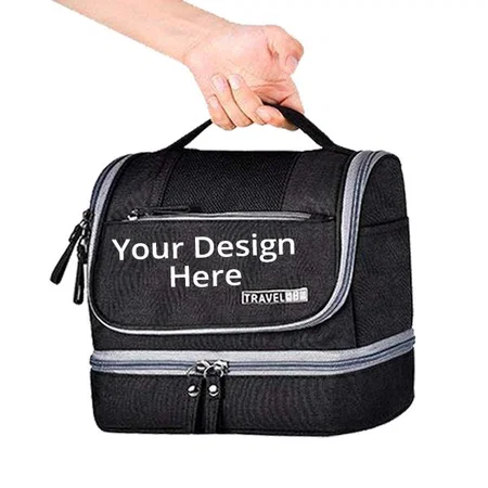 Black Customized Travel Organizer Kit with Hook (24 x 20 x 13 cm)