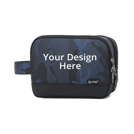 Blue Customized Travel Pouch Toiletry Bag Organizer, Shaving Kit Bag, Grooming Kit