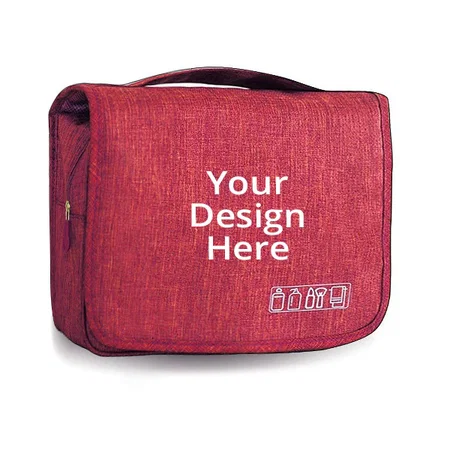 Red Customized Multi Functional Travel Organizer Accessory Toiletry Cosmetics Bag Makeup Or Shaving Kit Pouch For With Hook Men And Women
