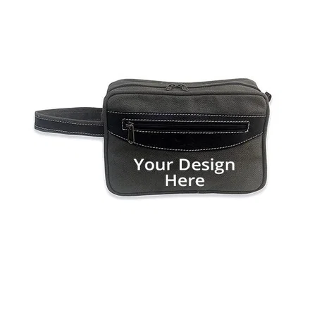 Black Customized Travel Bag Leather Durable Heavy Multipurpose Daily Useful For Women And Men Toiletry Shaving Cosmetic Organizer Stationery Storage Office Pouch