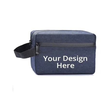 Navy Blue Customized Toiletry Bag For Men Women Portable Travel Organizer Shaving Accessories Kit Waterproof Pouch