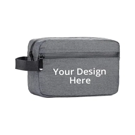Grey Customized Toiletry Bag For Men Women Portable Travel Organizer Shaving Accessories Kit Waterproof Pouch