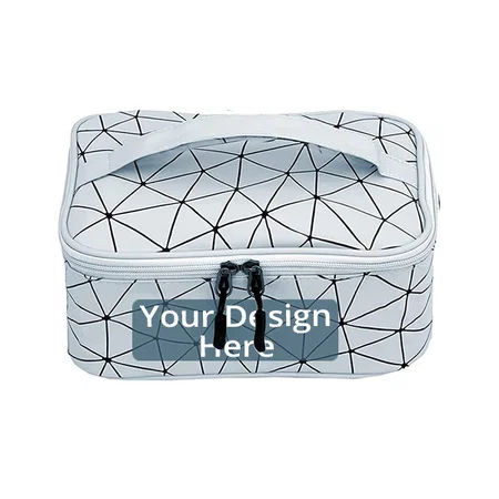 Silver Customized Multipurpose Cosmetic Travel Pouch (18 x 14 x 7.5 cm)