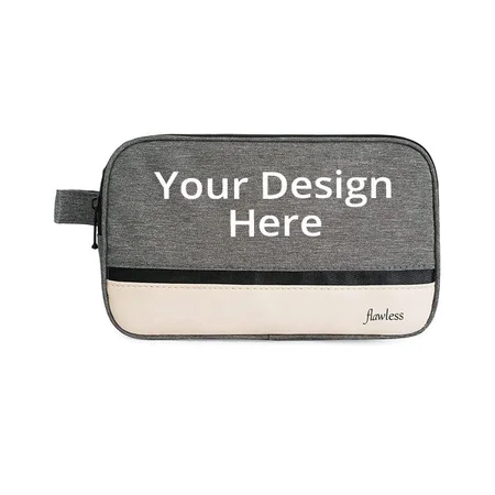 Grey Customized Travel Pouch Shaving Kit Bag Cosmetic Makeup Pouch For Men Women
