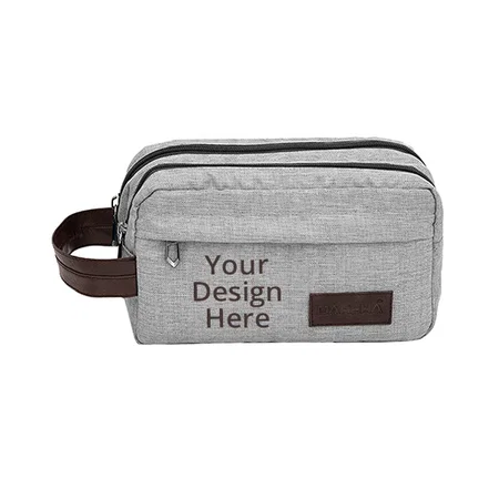 Grey Customized Multi-Pocket Multi-Utility Polyester 3 Zipper Toiletry Bag Shaving Bag For Toiletries Travel Accessories With Large Capacity for Travel