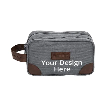 Grey Customized Leather Multipurpose Travel Organizer, Jewelry Make-Up Organizer, Storage Zipper Pouches, Toiletry Travel Bag
