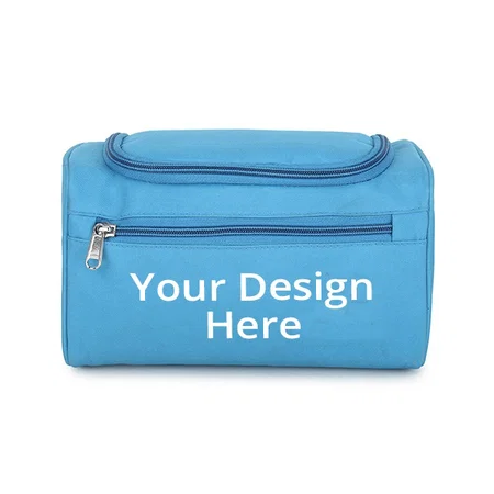 Blue Customized Toiletry Travel Organizer Bag Shaving Kit/Pouch/Bag For Men And Women Heavy Duty Cosmetic Makeup Bag Wth Hook, Waterproof Shaving Kit Bag Bathroom Shower Bag