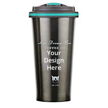 Grey Customized Stainless Steel Tumbler Vacuum Insulated Mug with Spill Proof Lid for Hot & Cold Drinks 500ML