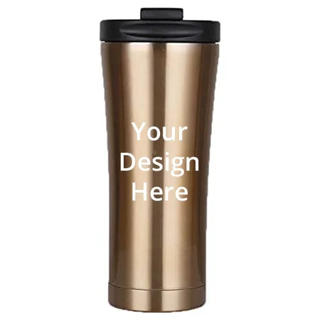 Gold Customized Insulated Tumbler, 500ml Stainless Steel with Lid, Double Wall Travel Water Bottle Cup