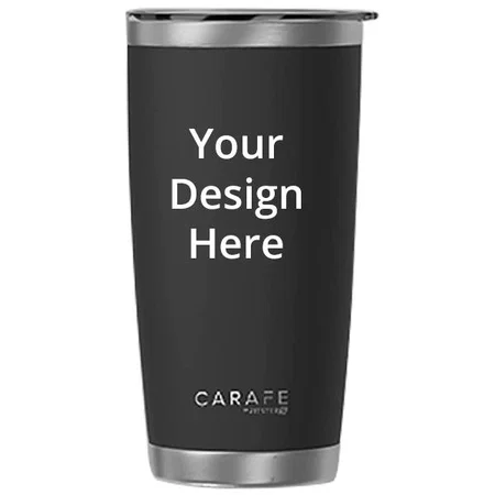 Black Customized Desk Tumbler 600ml Premium Stainless Steel with 3 Straw Set & a Cleaner Brush