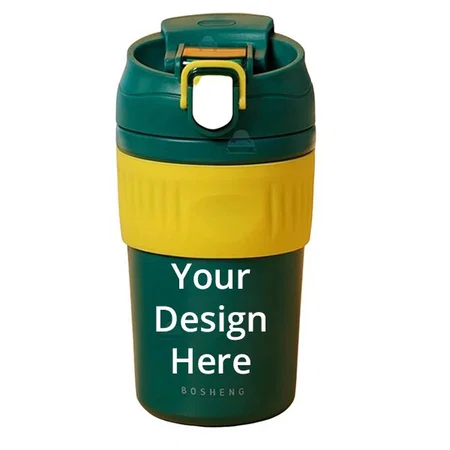 Green Customized Vacuum Insulated Stainless Steel Travel Mug, 480 ML Leak Proof/Spill Proof Tumbler with Lid