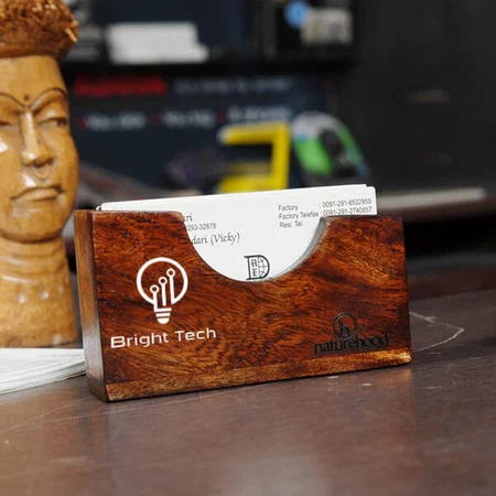 Brown Customized Visiting Card Holder Wooden Solid Wood for Office