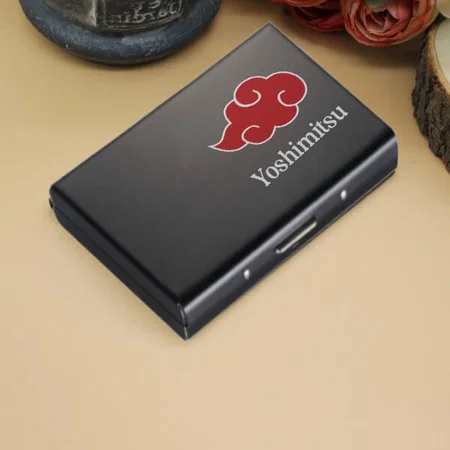 Black Customized 6 Slots RFID Protected Metal Visiting Card Holder Wallet for Men & Women