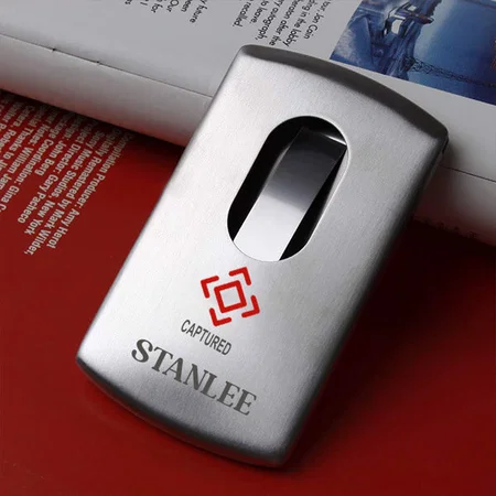 Silver Customized Stainless Steel Modern Thumb Slide Out Pocket Visiting Card Holder